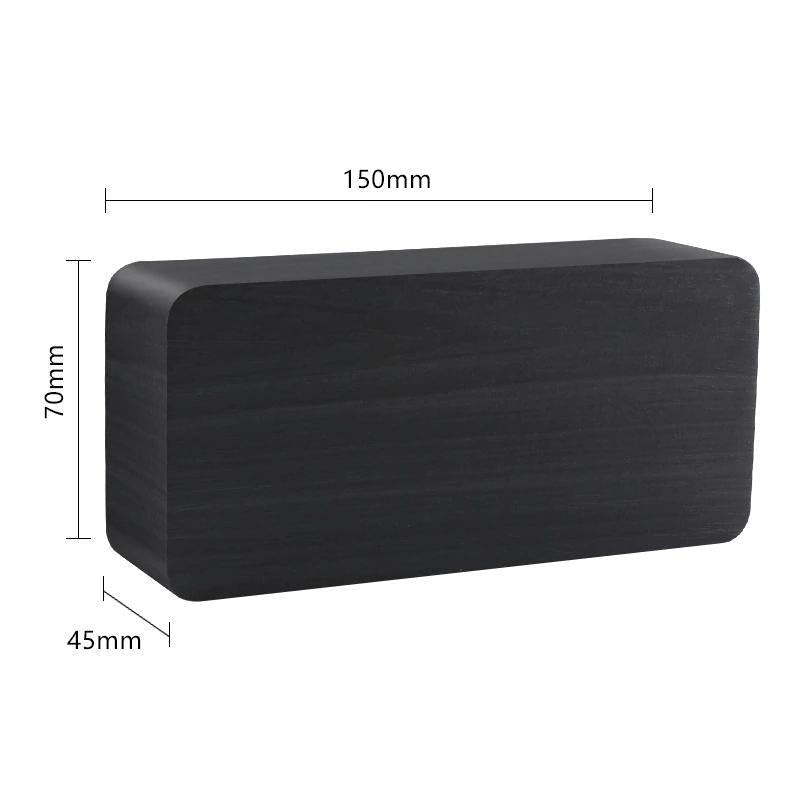Minimalist Wooden Cube LED Alarm Clock for Modern Bedrooms Sienna Rectangle Time + Temperature