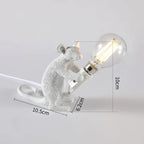 Gold Mouse Lamp Holding Light Bulb – Whimsical Decorative Table Light