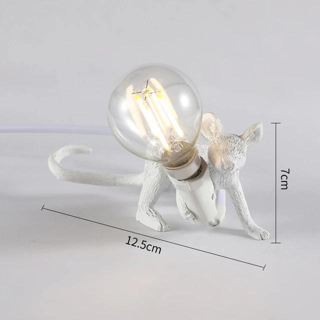 Gold Mouse Lamp Holding Light Bulb – Whimsical Decorative Table Light