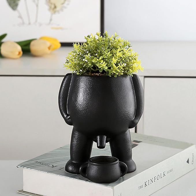 Naughty Planter – Humorous Plant Pot for Desk, Shelf, or Living Room Black