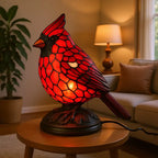 Stained Glass Cardinal Table Lamp – Cozy Wildlife Home Décor Lighting