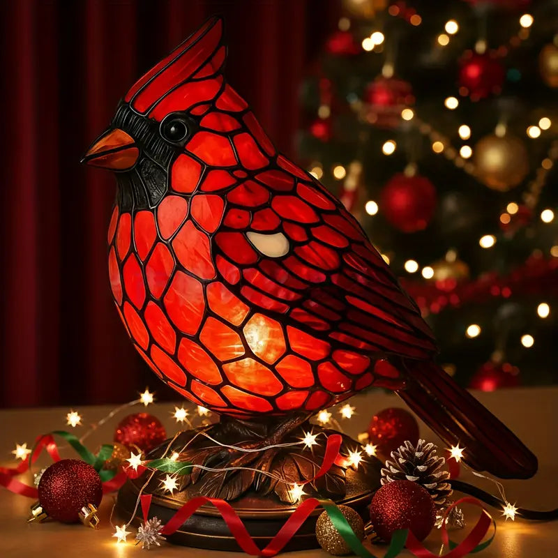 Stained Glass Cardinal Table Lamp – Cozy Wildlife Home Décor Lighting