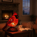 Stained Glass Cardinal Table Lamp – Cozy Wildlife Home Décor Lighting