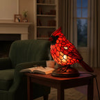 Stained Glass Cardinal Table Lamp – Cozy Wildlife Home Décor Lighting