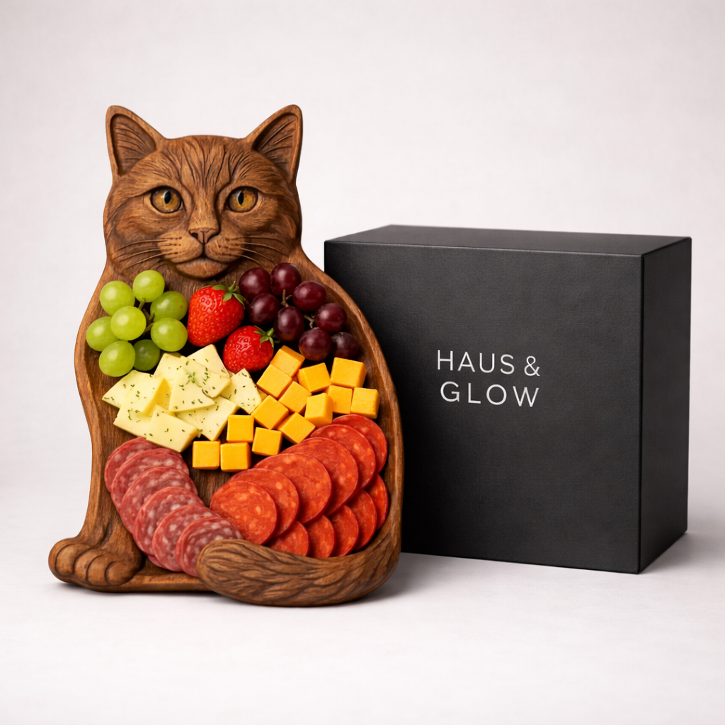 Cat-Shaped Charcuterie Board – Wooden Serving Platter for Cheese & Snacks