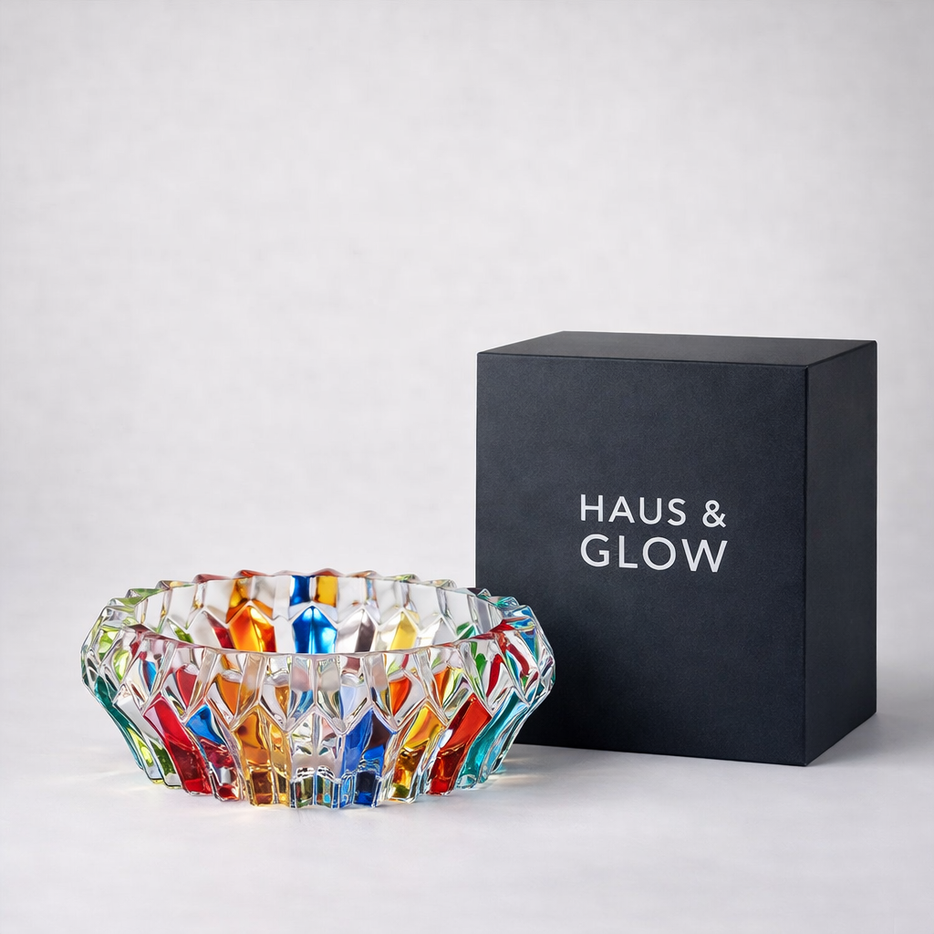 Colorful Cut Crystal Glass Ashtray – Retro Crystal Smoking Accessory for Home Decor