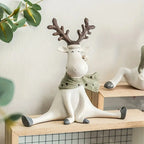 Sitting Reindeer Christmas Figurine for Festive Home Styling