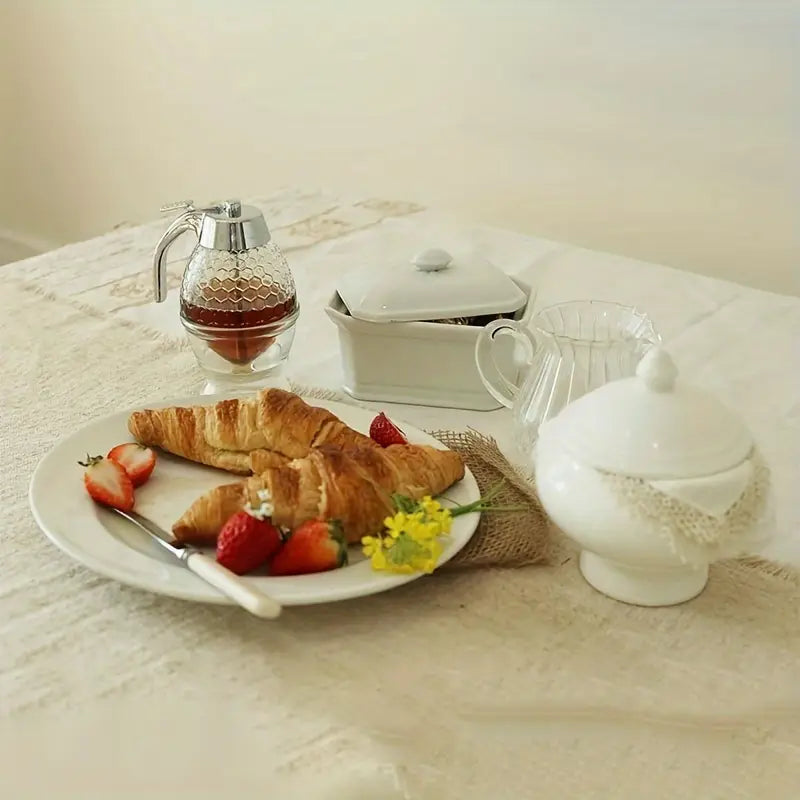 Elegant Glass Honey Dispenser with Lever – Mess-Free Honey Pourer for Kitchen & Breakfast