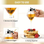 Elegant Glass Honey Dispenser with Lever – Mess-Free Honey Pourer for Kitchen & Breakfast