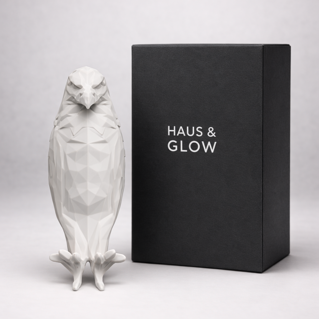 Illuminated Crystal Bird Lamp Casting Angel Wing Light Pattern