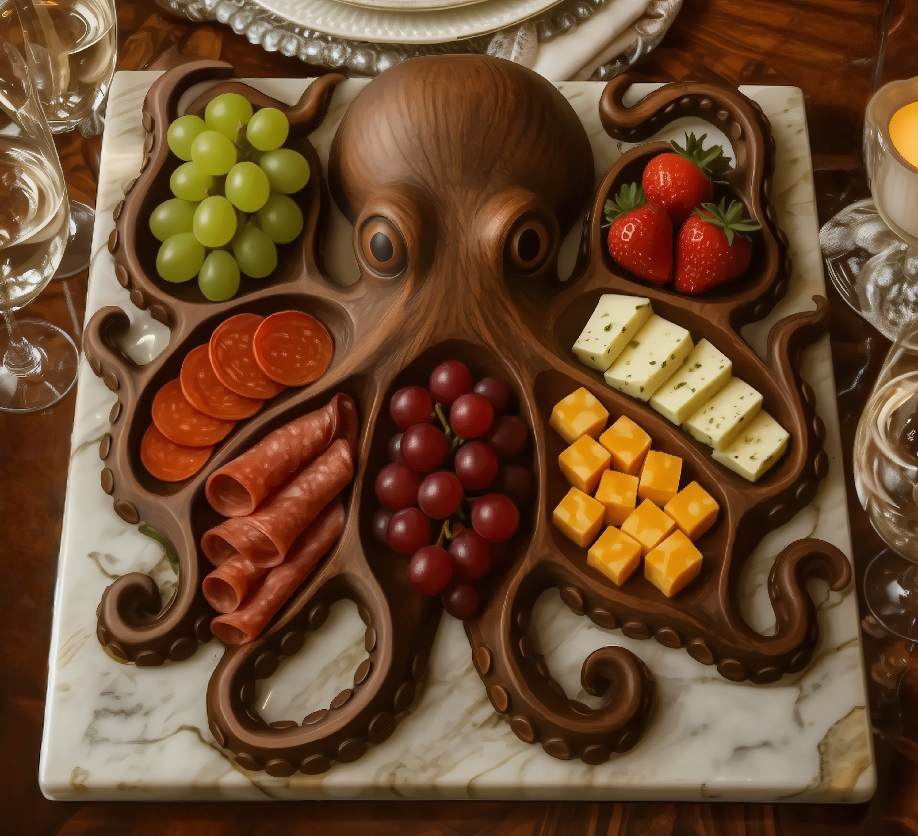Octopus Wooden Charcuterie Board – Unique Ocean-Inspired Serving Platter