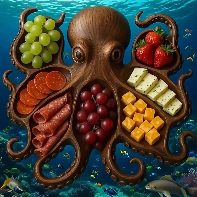 Octopus Wooden Charcuterie Board – Unique Ocean-Inspired Serving Platter