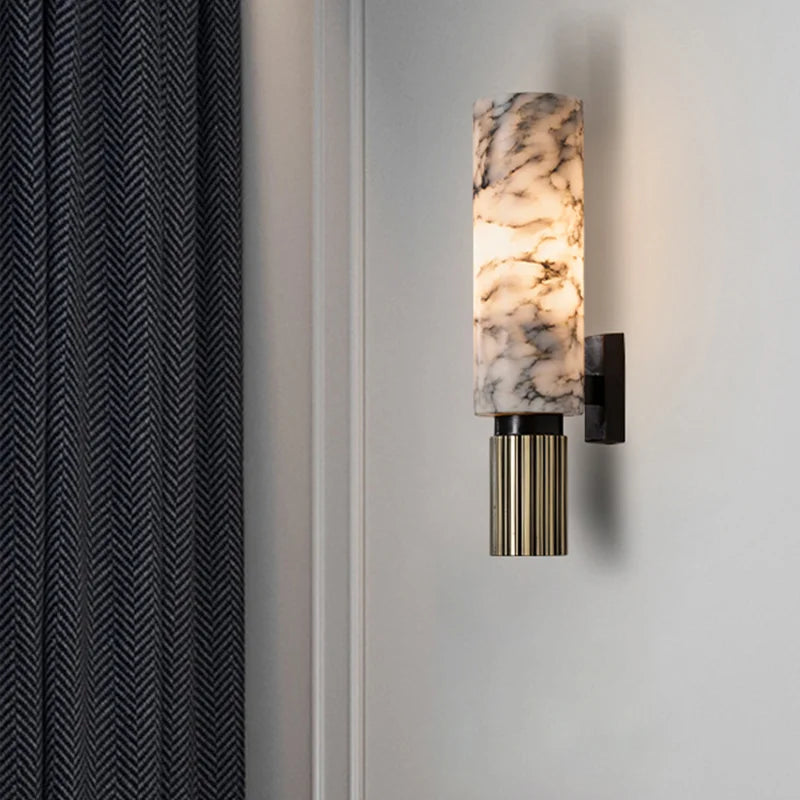 Contemporary Marble Wall Sconce Light – Soft Warm LED Fixture for Elegant Interior Lighting