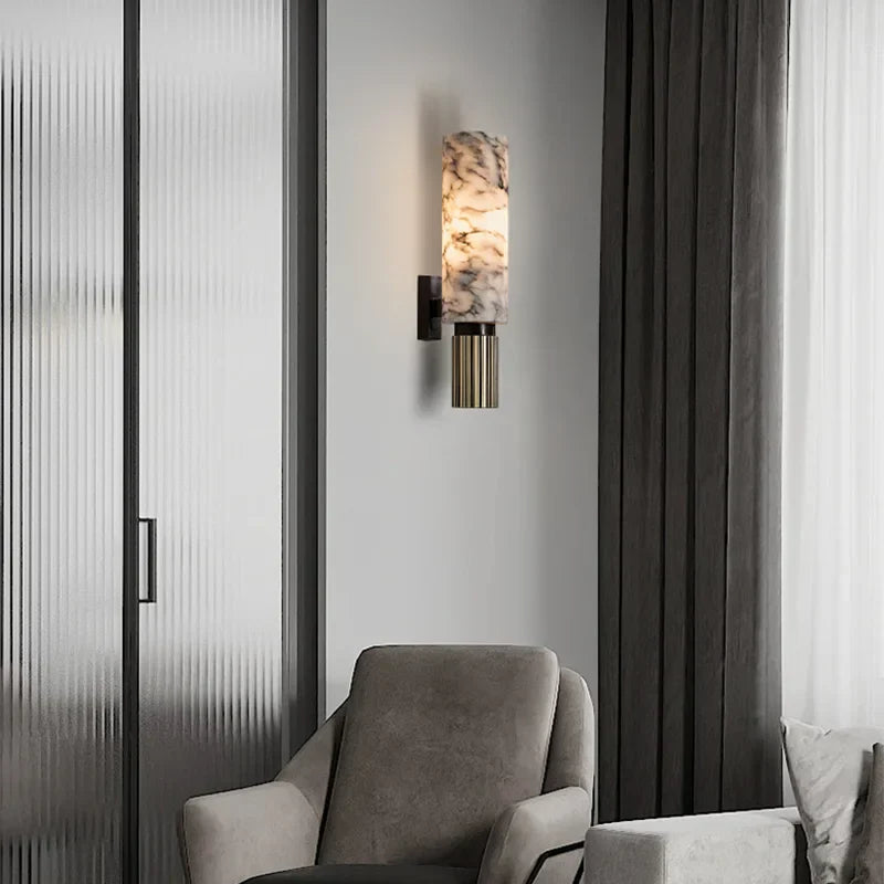 Contemporary Marble Wall Sconce Light – Soft Warm LED Fixture for Elegant Interior Lighting