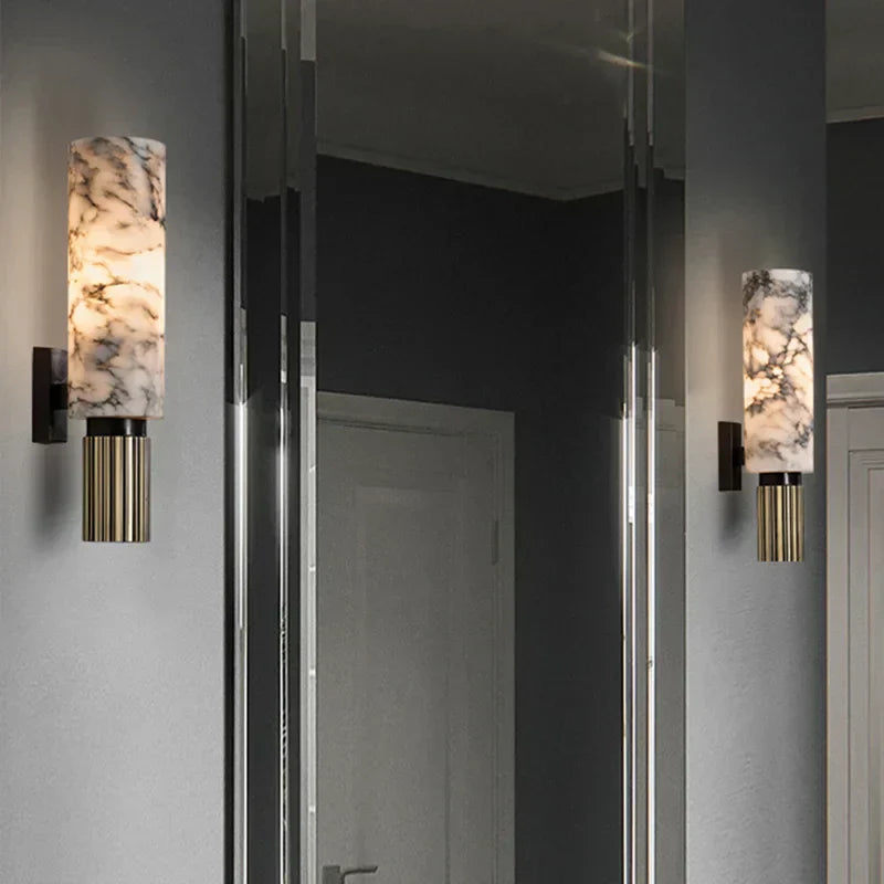 Contemporary Marble Wall Sconce Light – Soft Warm LED Fixture for Elegant Interior Lighting