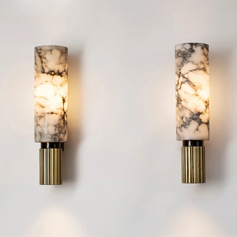 Contemporary Marble Wall Sconce Light – Soft Warm LED Fixture for Elegant Interior Lighting