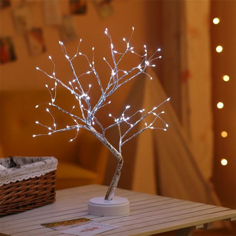 Tree of Life LED Lamp – Elegant Warm Light Decorative Table Lamp Silver Fairy - 108 White LEDs
