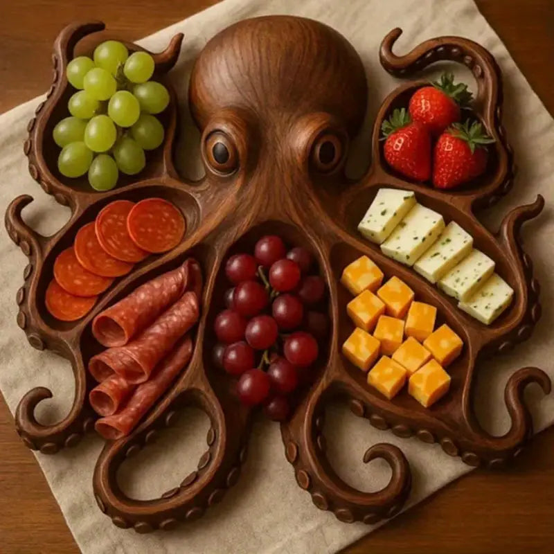 Octopus Wooden Charcuterie Board – Unique Ocean-Inspired Serving Platter