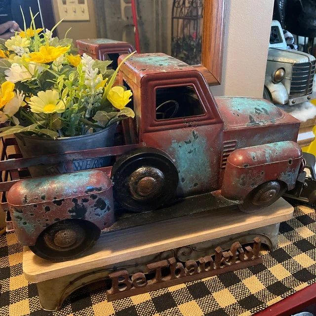 Vintage Farmhouse Truck Planter Pot – Rustic Metal Flower Holder for Home & Garden Decor