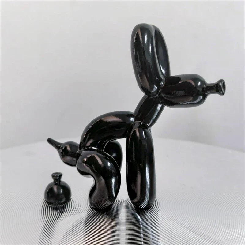 Metallic Balloon Dog Of Mischief Statue – Contemporary Art Decor for Shelves & Tables Black