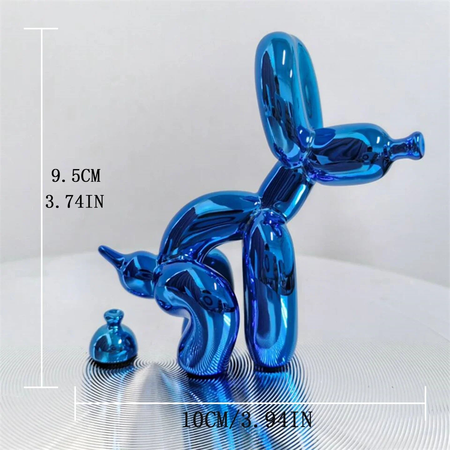 Metallic Balloon Dog Of Mischief Statue – Contemporary Art Decor for Shelves & Tables Blue