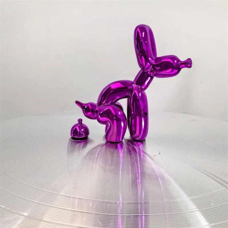 Metallic Balloon Dog Of Mischief Statue – Contemporary Art Decor for Shelves & Tables