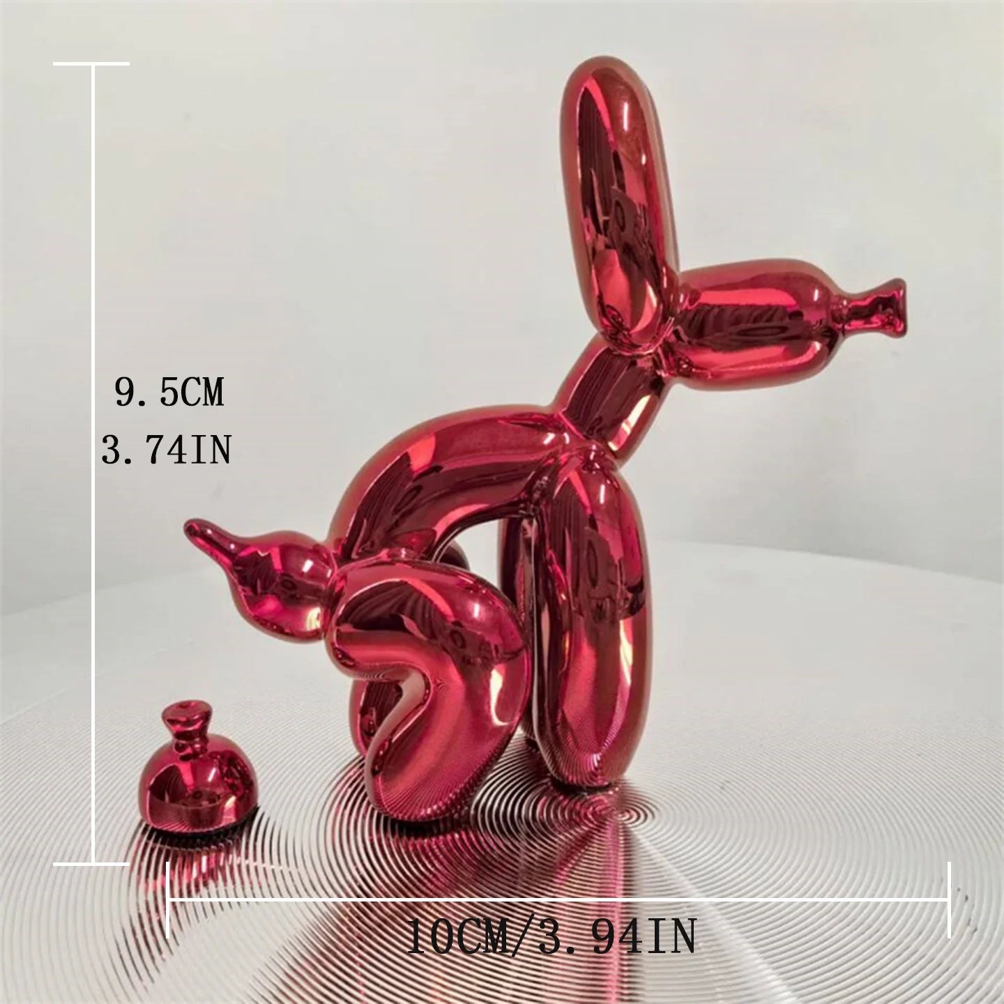 Metallic Balloon Dog Of Mischief Statue – Contemporary Art Decor for Shelves & Tables Electric Red