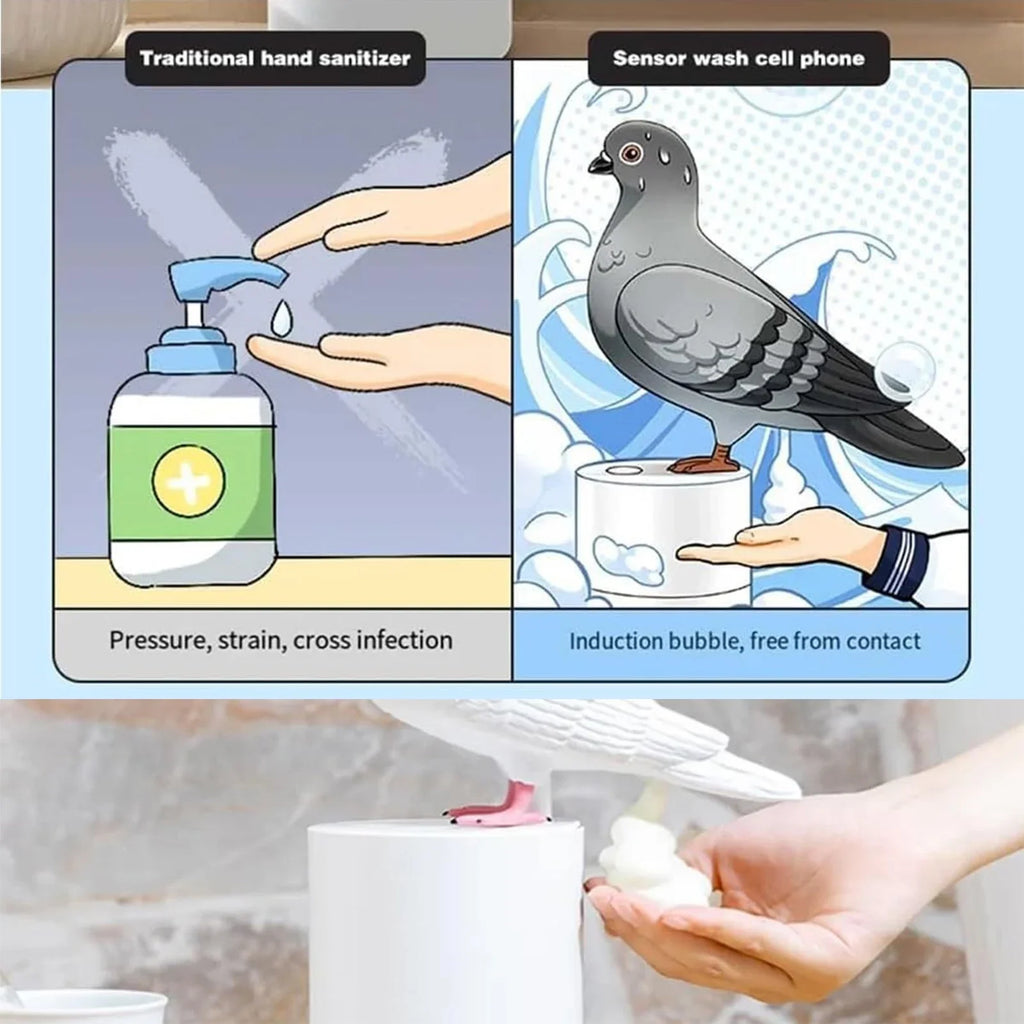 White Bird Automatic Soap Dispenser – Touchless Bathroom Countertop Pump