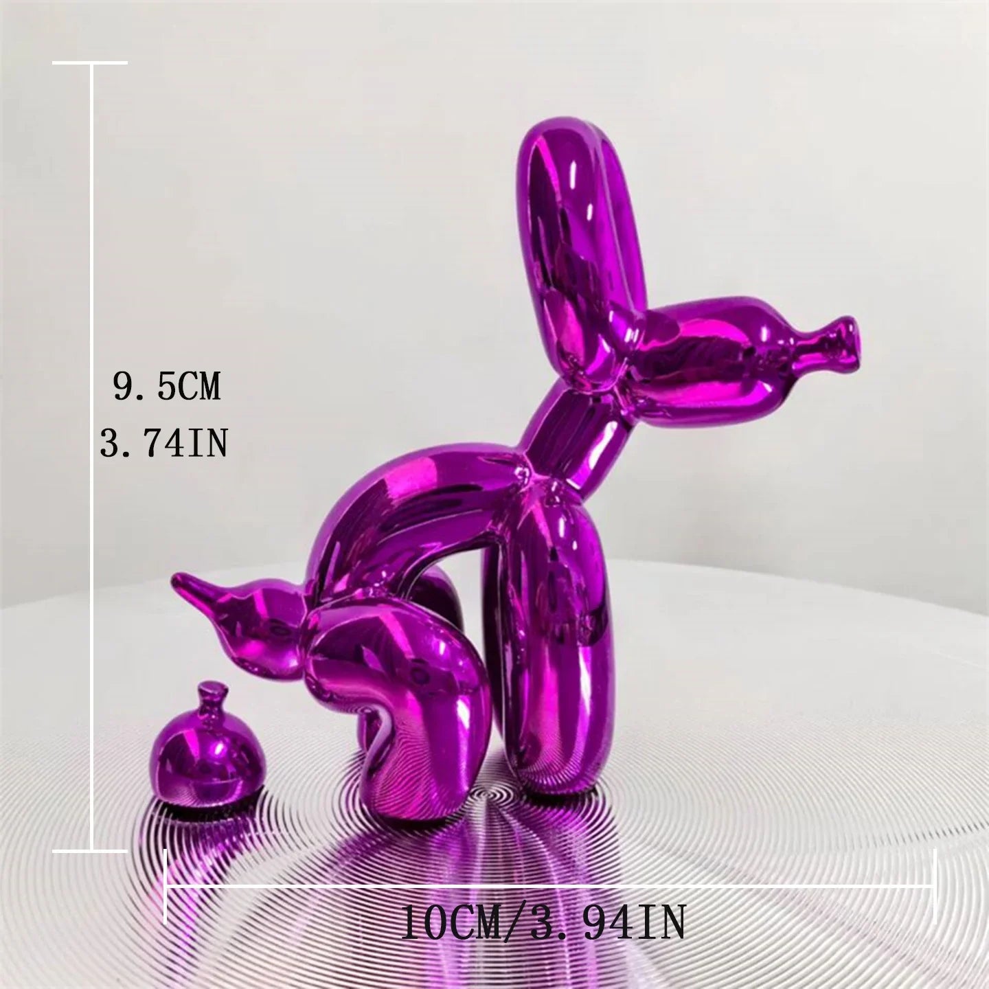 Metallic Balloon Dog Of Mischief Statue – Contemporary Art Decor for Shelves & Tables Purple