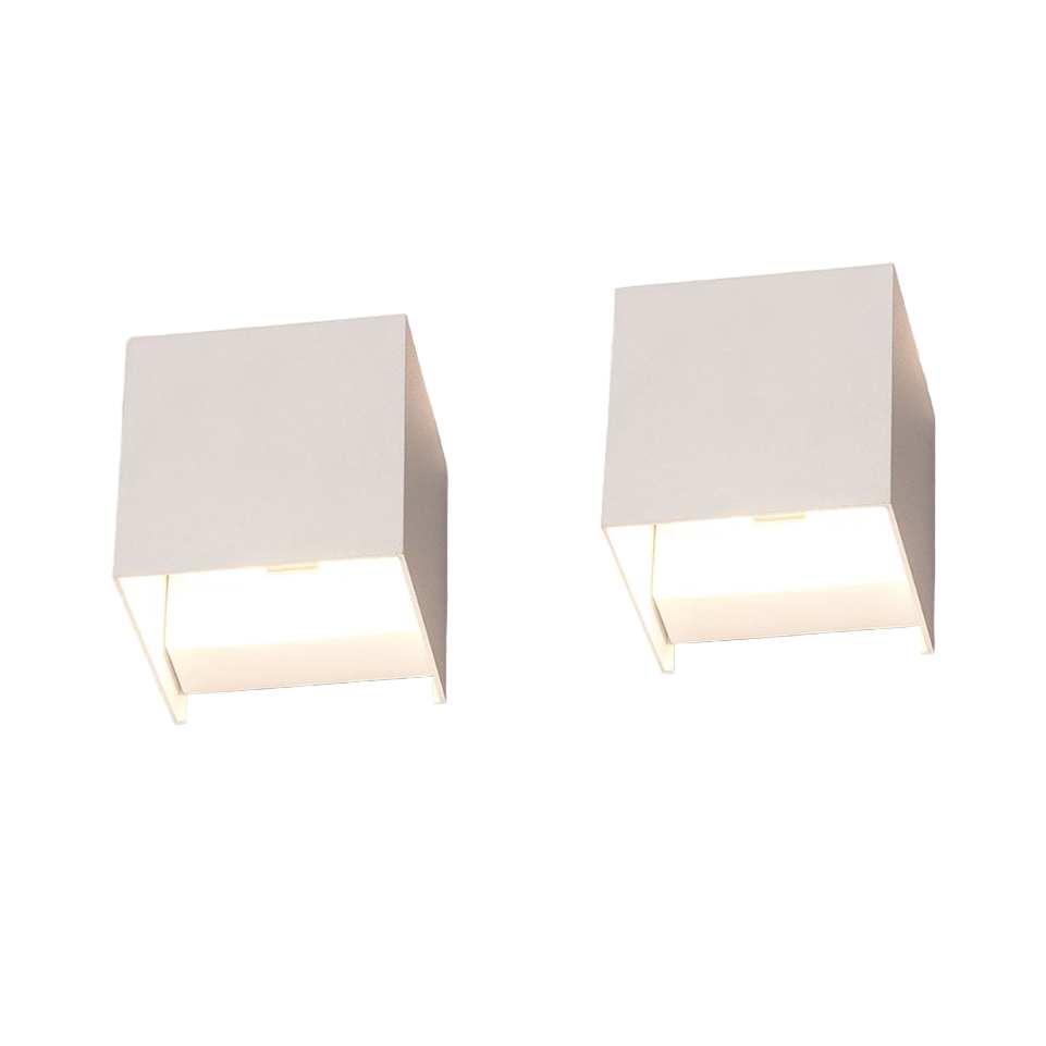 Modern Cube LED Wall Light with Wireless Design and Customizable Up & Down Lighting