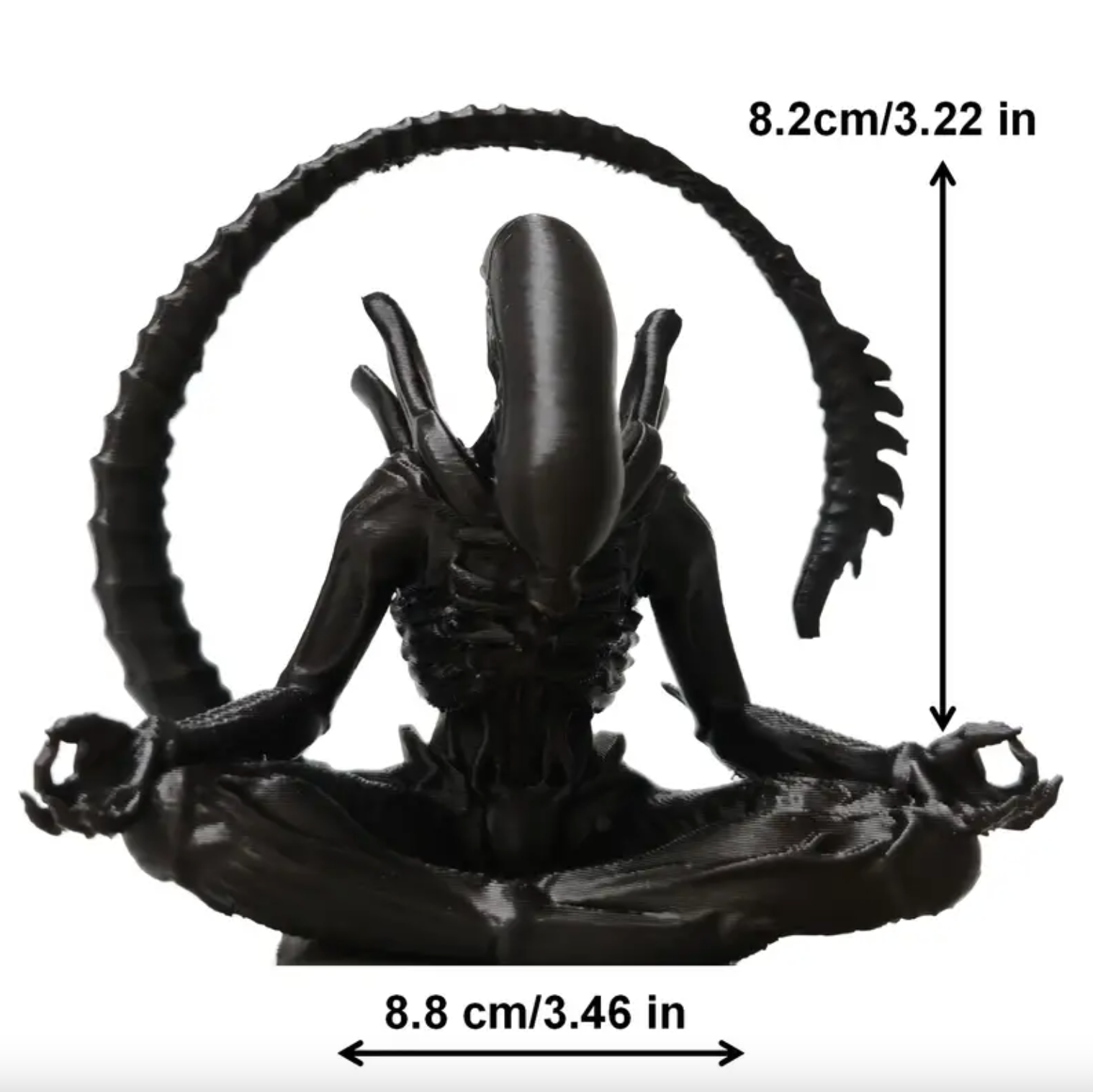 Alien Xenomorph Meditation Statue – Dark Sci-Fi Zen Decor Sculpture