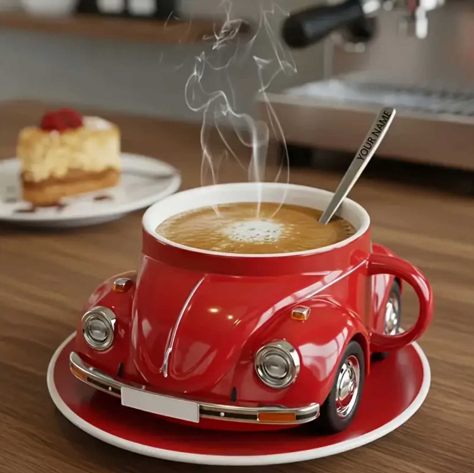 Novelty Vintage Car Coffee Cup – Unique Gift Mug for Coffee Lovers and Collectors Red