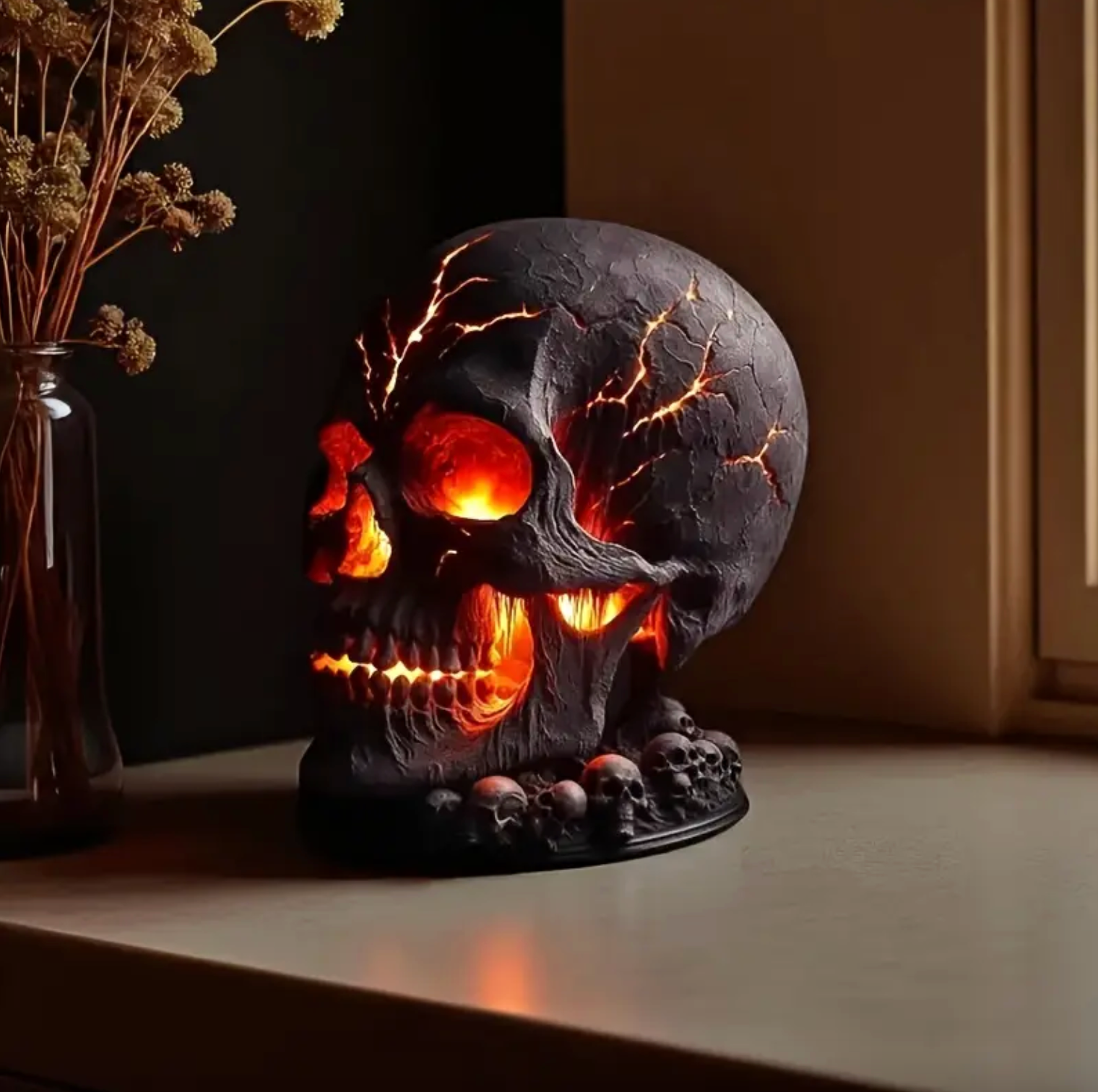 Inferno Skull Lava Lamp – Dramatic LED Mood Light for Living Room or Bedroom