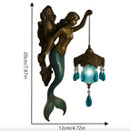 Coastal Mermaid Wall Sconce in Bronze with Blue Glass Globe