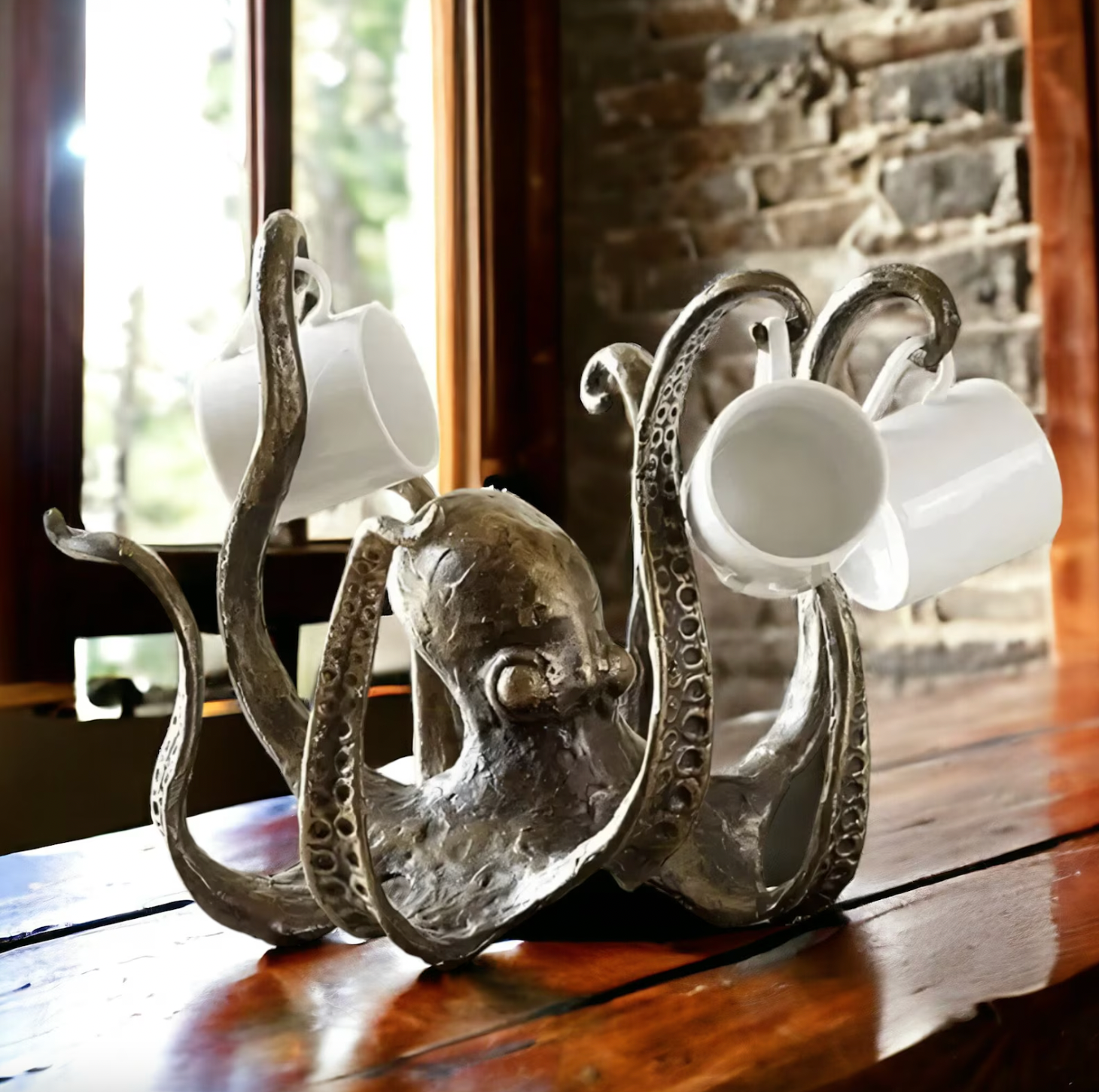 Octopus Mug Holder Stand – Decorative Metal Coffee Cup Rack for Kitchen Counter