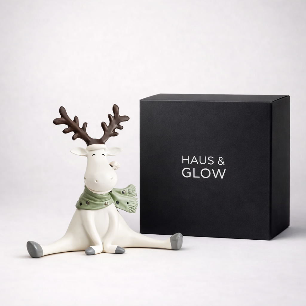 Sitting Reindeer Christmas Figurine for Festive Home Styling - Decorative