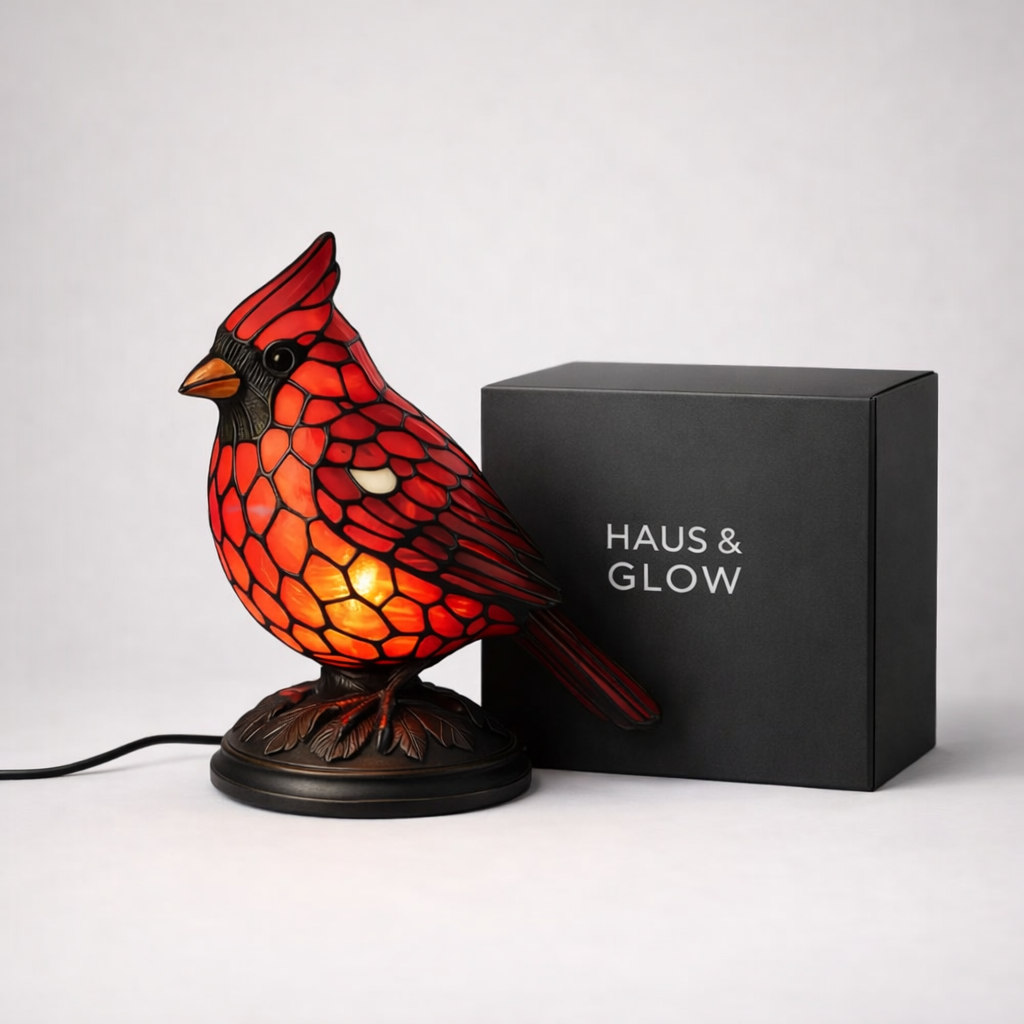 Stained Glass Cardinal Table Lamp – Cozy Wildlife Home Décor Lighting - Lighting