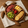 Wooden Turtle Charcuterie Board with Compartments for Snacks & Cheese