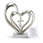 Wooden Intertwined Heart Sculpture with Cross – Christian Marriage Keepsake Décor