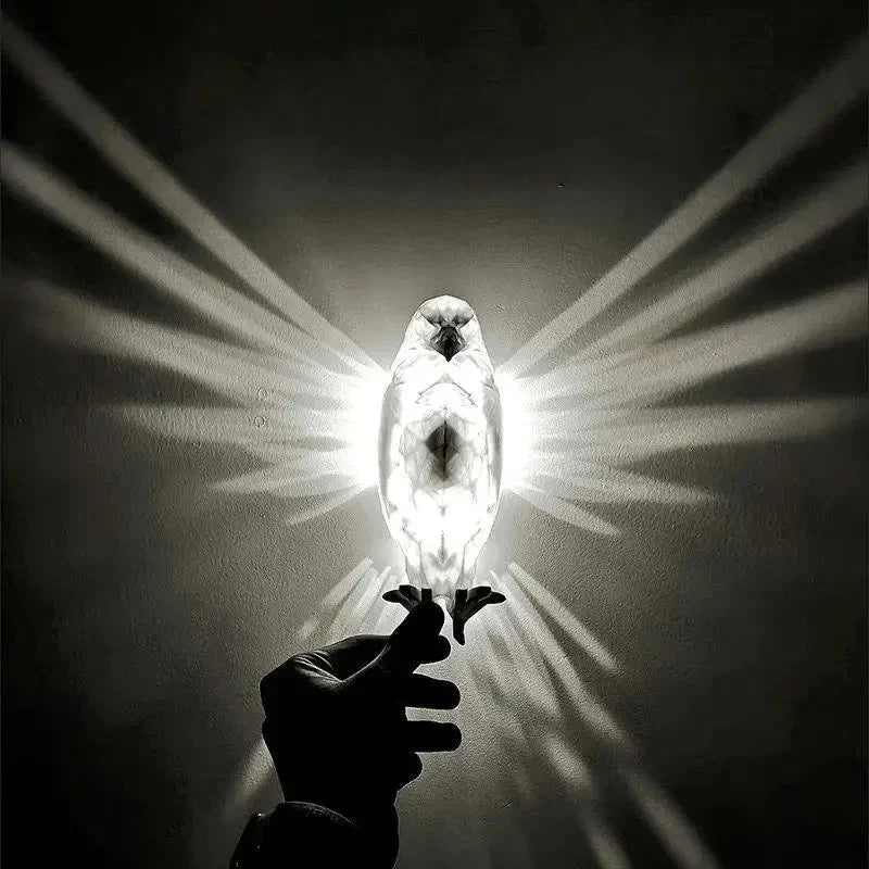 Illuminated Crystal Bird Lamp Casting Angel Wing Light Pattern Eagle
