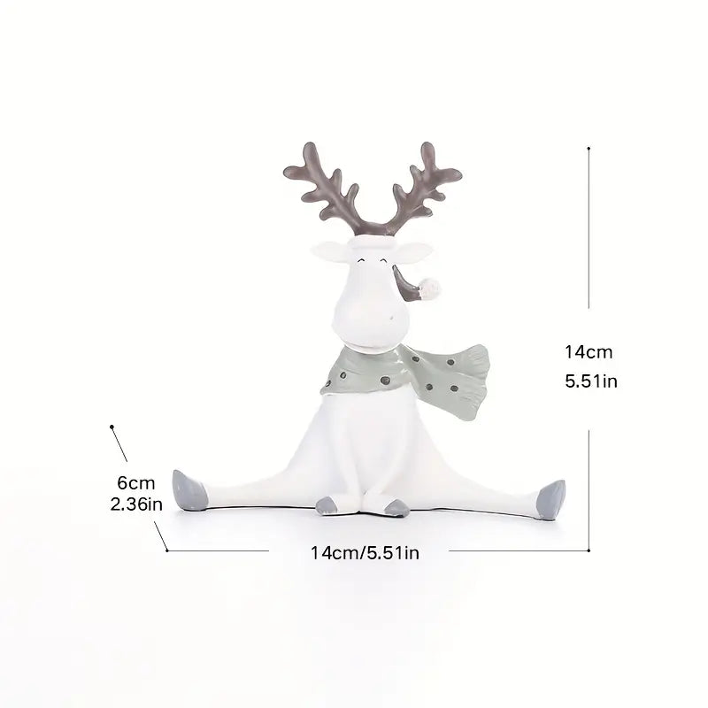 Sitting Reindeer Christmas Figurine for Festive Home Styling