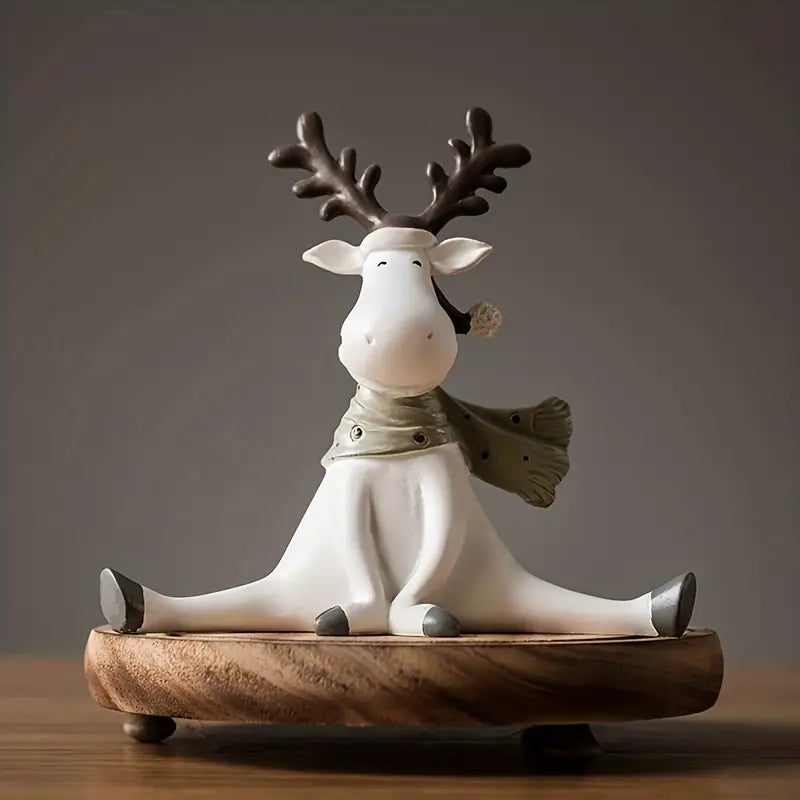 Sitting Reindeer Christmas Figurine for Festive Home Styling