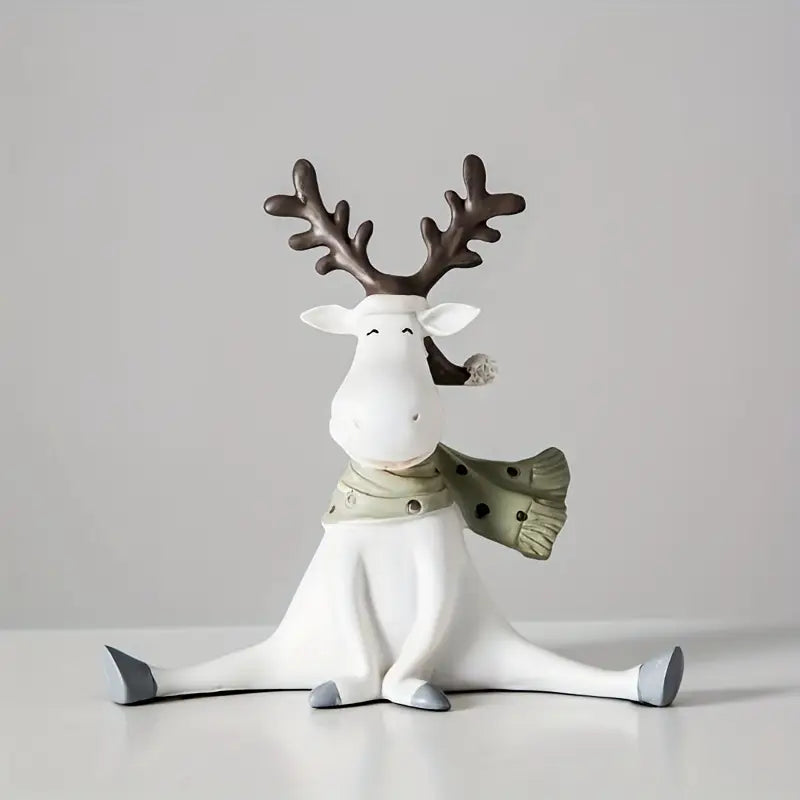 Sitting Reindeer Christmas Figurine for Festive Home Styling