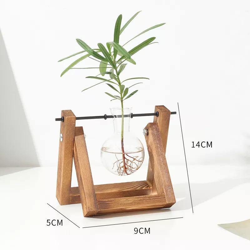 Glass Propagation Vase with A-Frame Wood Stand - Lily & Eden