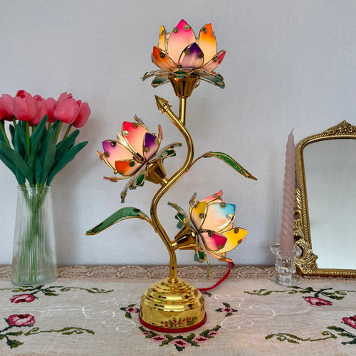 Aurelian Elegant Multicolor Lotus Lamp – Flower Table Lamp Grande
