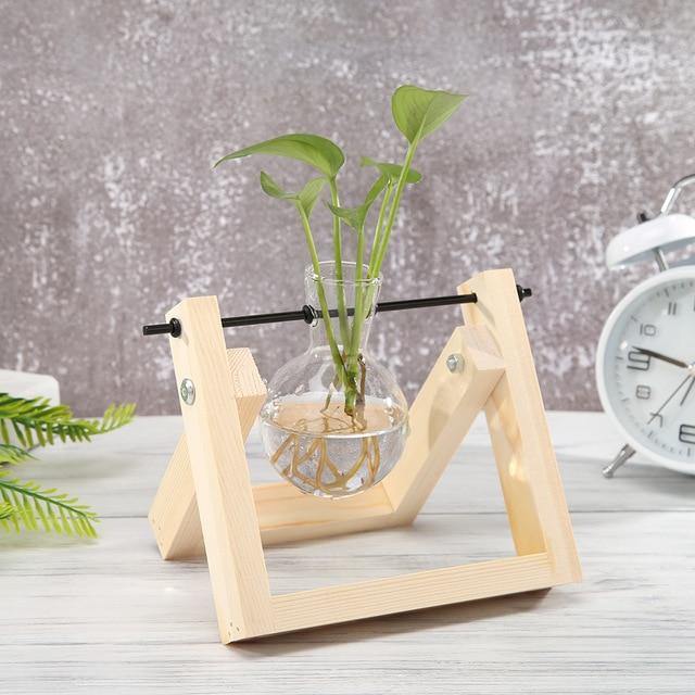 Glass Propagation Vase with A-Frame Wood Stand - Lily & Eden