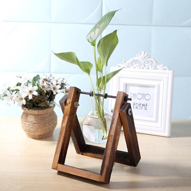 Glass Propagation Vase with A-Frame Wood Stand - Lily & Eden