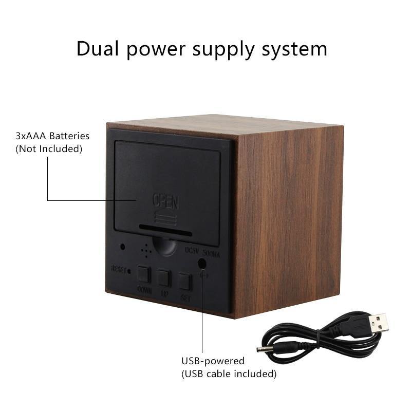 Minimalist Wooden Cube LED Alarm Clock for Modern Bedrooms White Cube Time