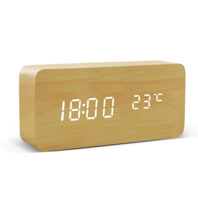 Minimalist Wooden Cube LED Alarm Clock for Modern Bedrooms
