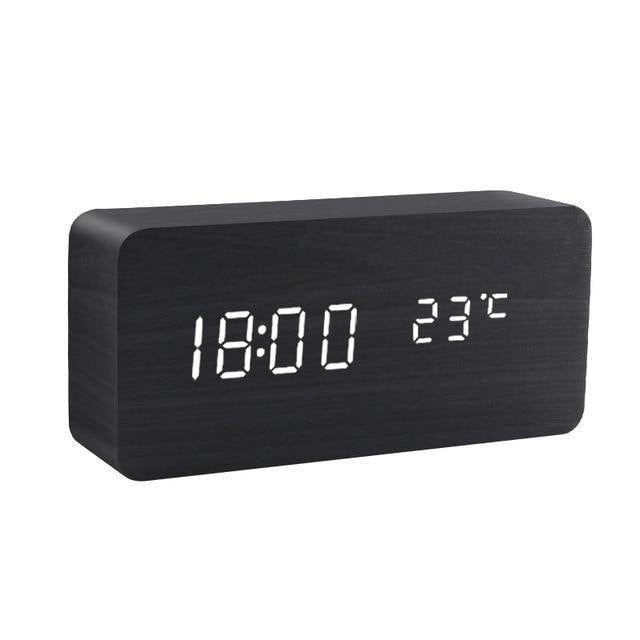 Minimalist Wooden Cube LED Alarm Clock for Modern Bedrooms